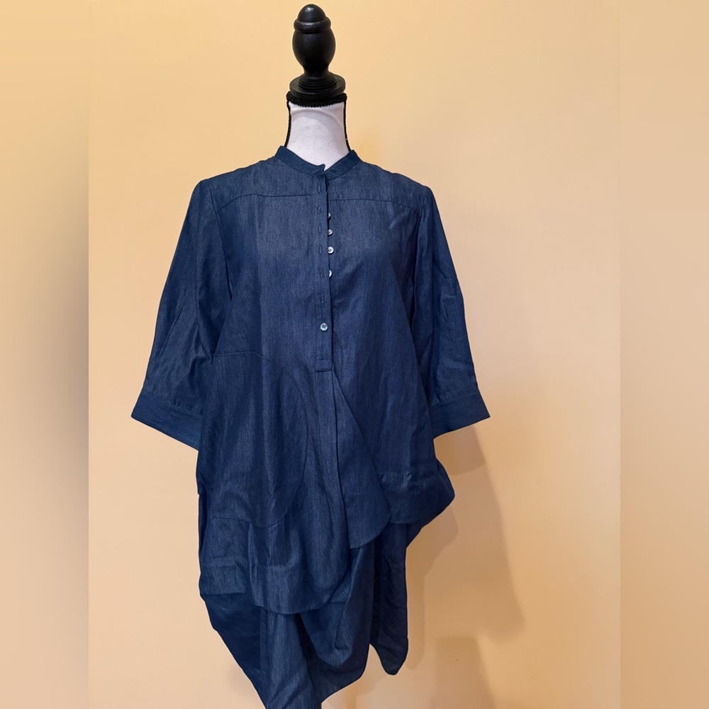 Morgan Le Fay dark denim Button-Up Tunic